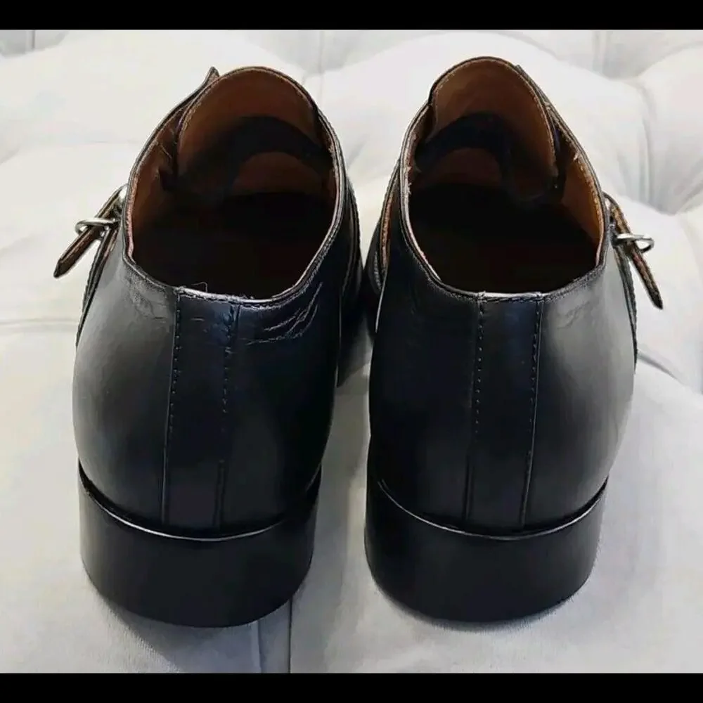 Balenciaga Paris Papier Derby Oxford Black Leather Skinny Buckle Womens Shoes 40 - Picture 11 of 16